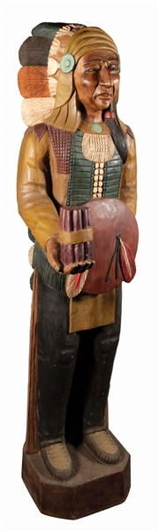 CARVED WOOD CIGAR STORE INDIAN.