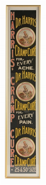 DR. HARRIS CRAMP CURE ADVERTISING SIGN. 