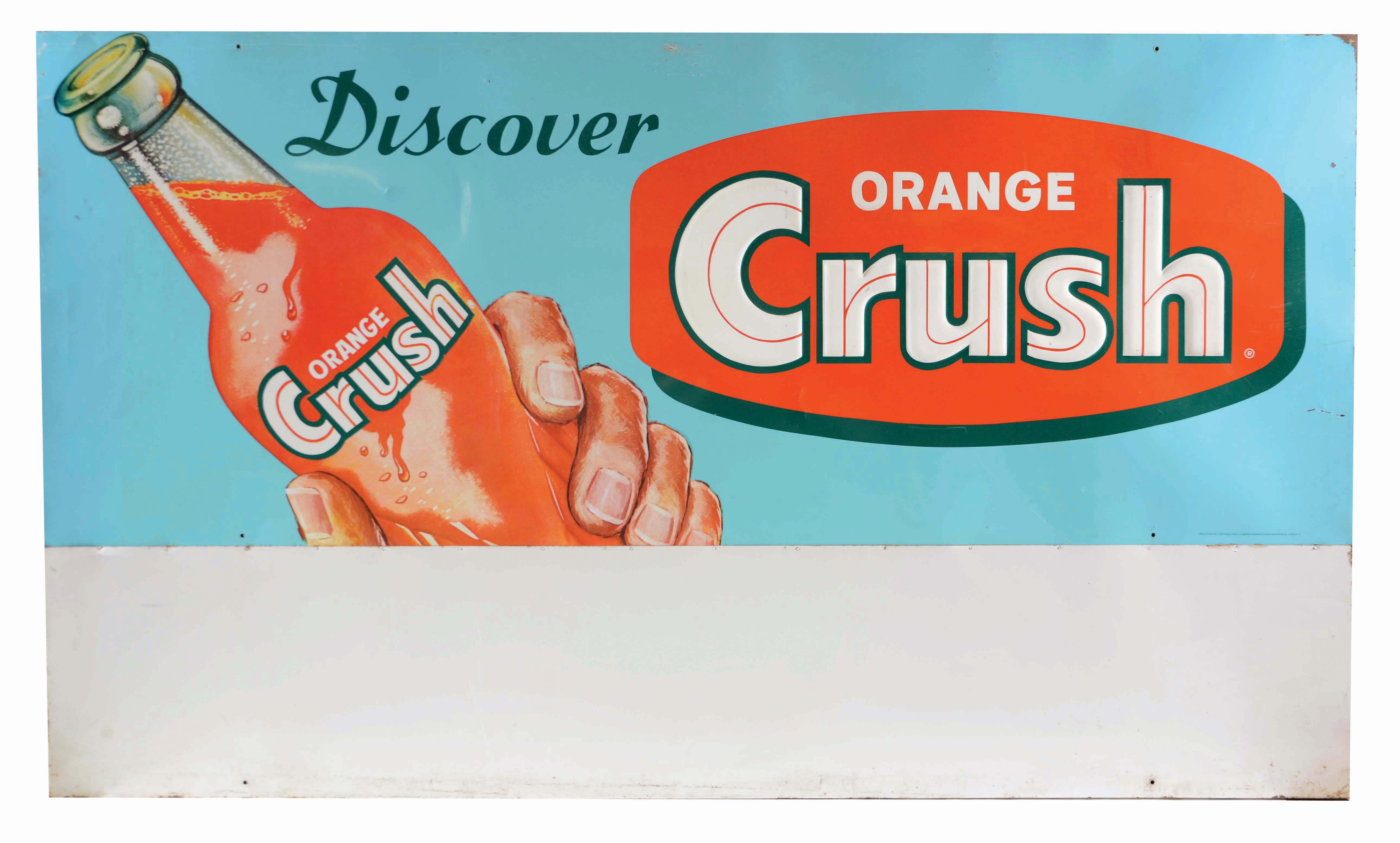 Lot Detail Large Embossed Tin Orange Crush Sign