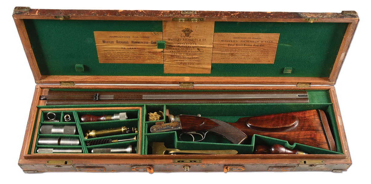 (A) TRULY SUPERB HIGH ORIGINAL CONDITION WESTLEY RICHARDS .577 BPE BOXLOCK DOUBLE RIFLE WITH ORIGINAL CASE AND ACCESSORIES.