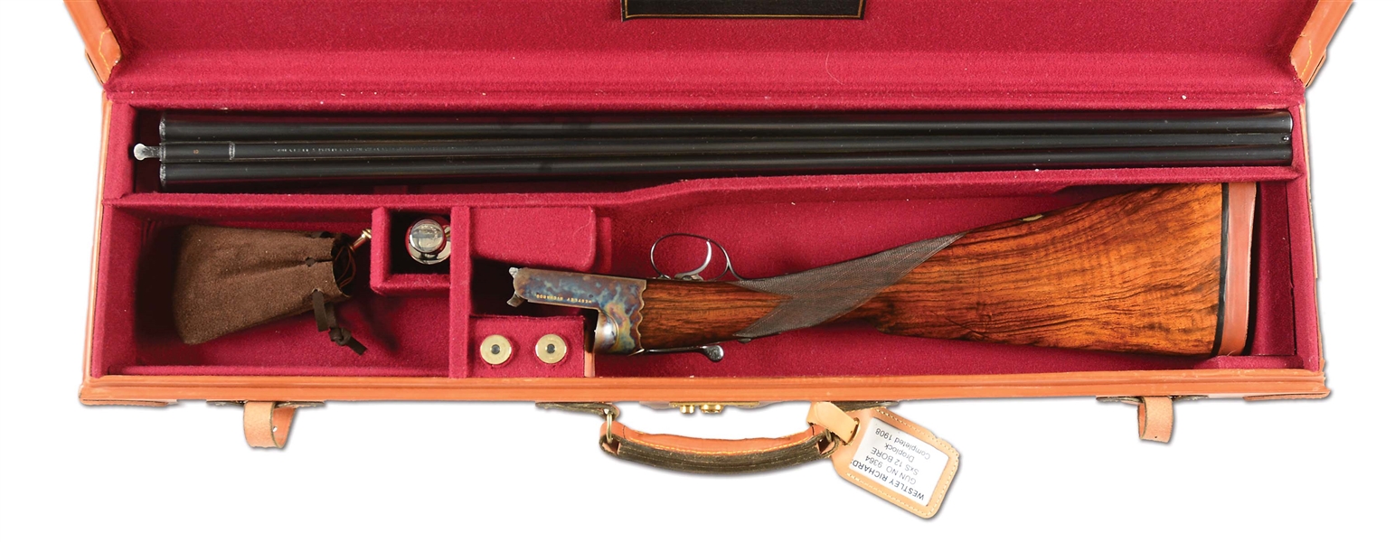 (C) NICELY RESTORED WESTLEY RICHARDS "GOLD NAME" HAND DETACHABLE EJECTOR SINGLE TRIGGER GAME SHOTGUN WITH CASE.
