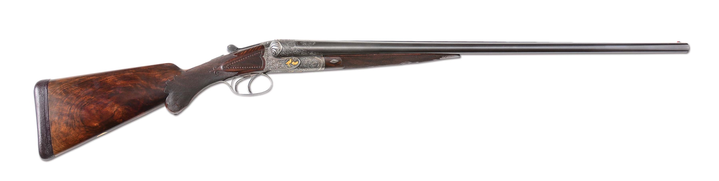 (A) MOSTLY ORIGINAL, AS FOUND, LAVISH CHARLES DALY REGENT DIAMOND BOXLOCK EJECTOR SHOTGUN WITH EXCEPTIONAL SCROLL ENGRAVING AND GOLD INLAYS.