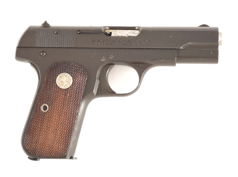 (C) BOXED BRITISH PROOFED US COLT MODEL 1903 HAMMERLESS SEMI-AUTOMATIC PISTOL - ONE OF THREE CONSECUTIVE NUMBERS (1942).