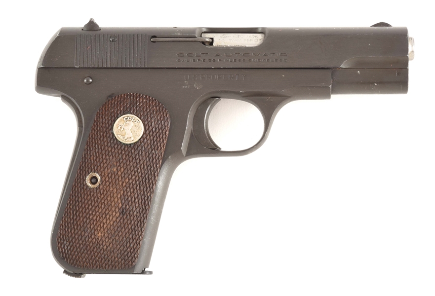 (C) BOXED BRITISH PROOFED US COLT MODEL 1903 HAMMERLESS SEMI-AUTOMATIC PISTOL - THIRD OF THREE CONSECUTIVE NUMBERS (1942).