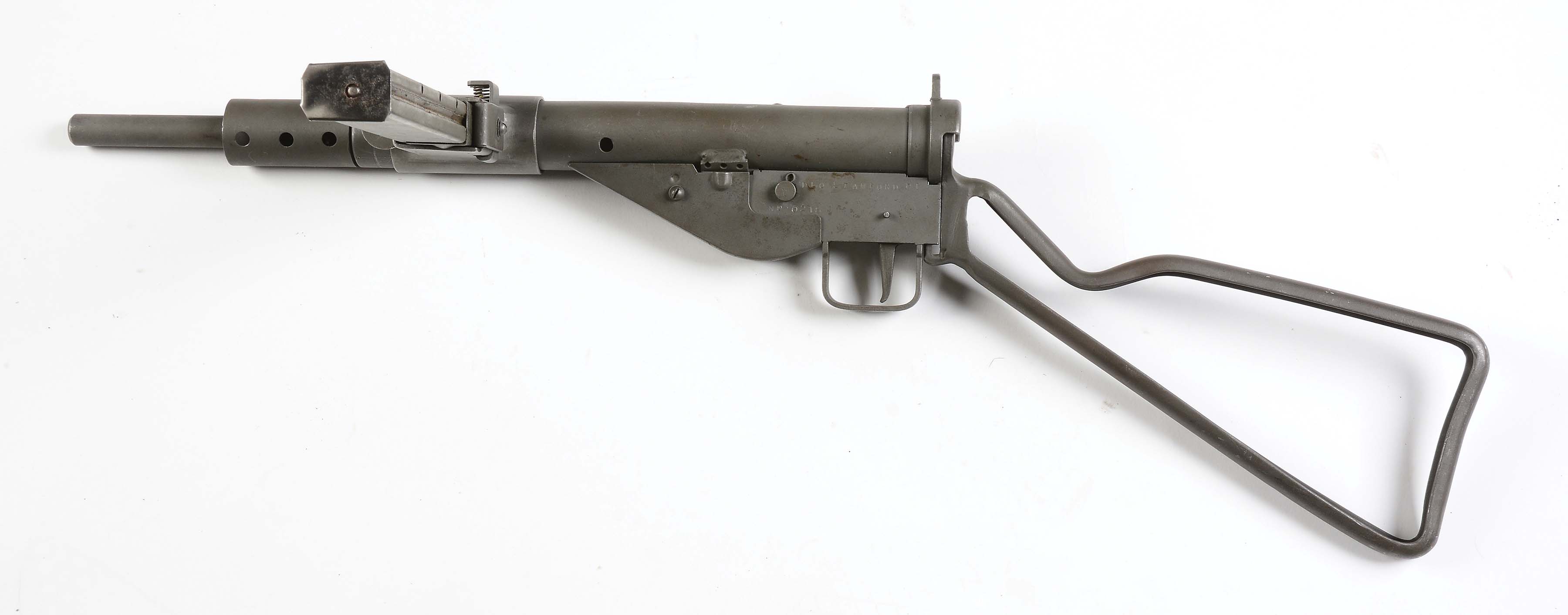 N) DLO registered world war II british sten MK II machine gun with spare st...