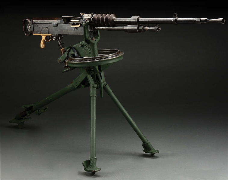 (N) HISTORIC WORLD WAR I FRENCH MODEL 1914 HOTCHKISS MACHINE GUN ON U.S. STANDARD PRODUCTS MOUNT (CURIO AND RELIC).