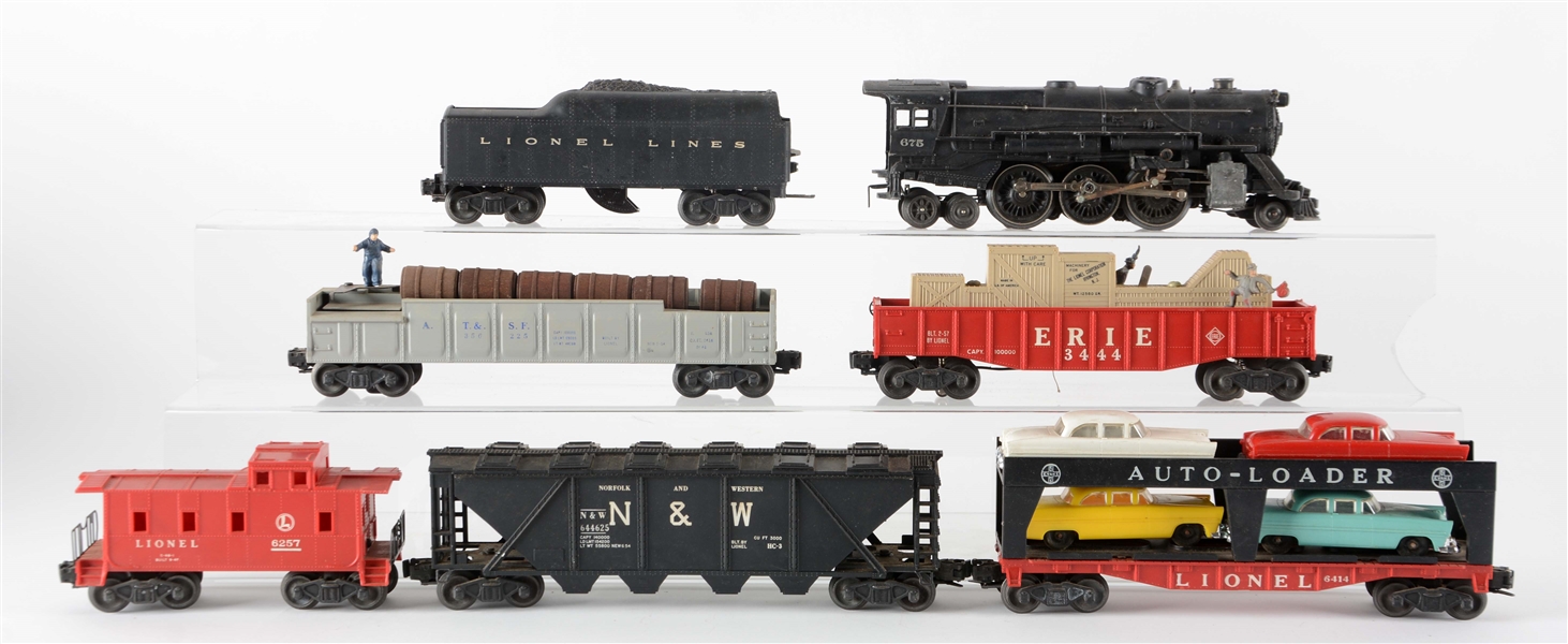 LOT OF 8: LIONEL TRAINS WITH BOXES. 