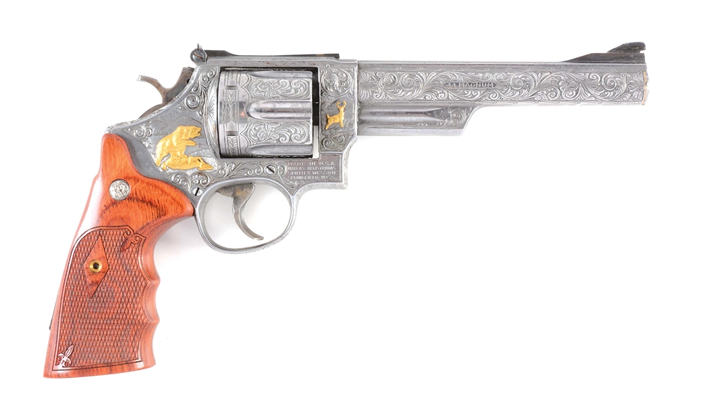 (M) ENGRAVED & GOLD INLAID SMITH & WESSON 29-2 DOUBLE ACTION REVOLVER (1975-76).