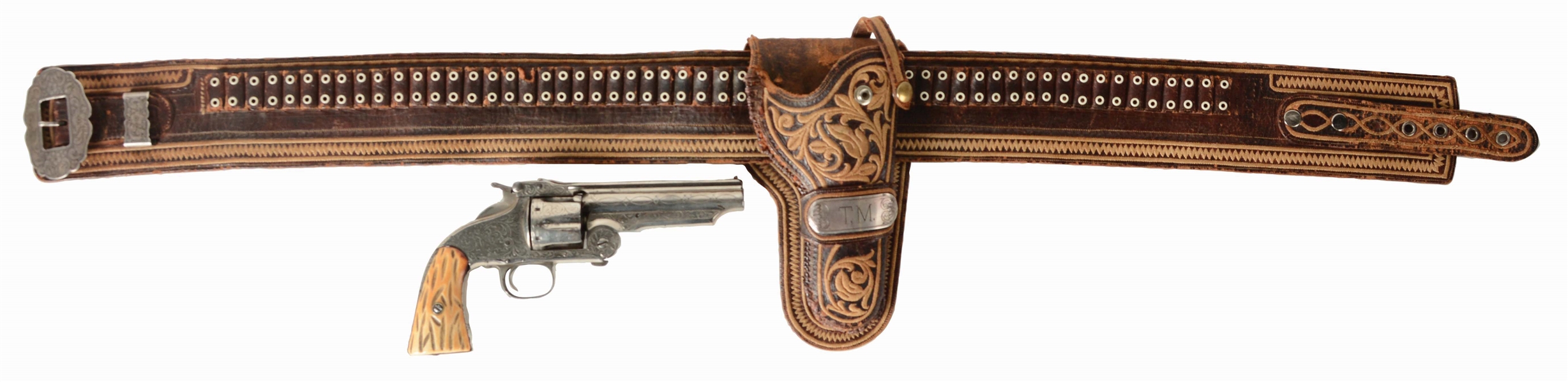 (A) SMITH & WESSON 2ND MODEL AMERICAN WITH TOM MIX RIG - BOHLIN MADE SILVER.