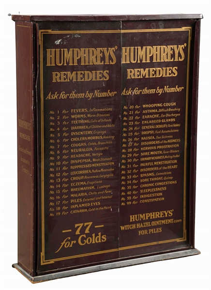 HUMPHREYS REMEDIES DISPLAY CABINET.