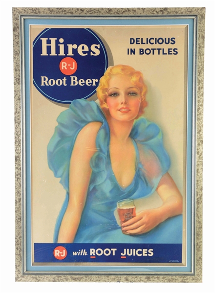 1930S LARGE HIRES ROOT BEER CARDBOARD POSTER.