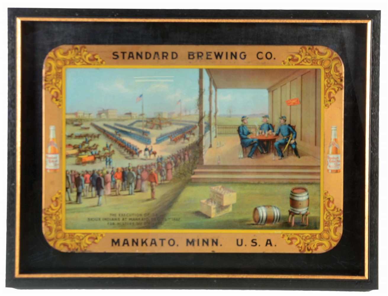 STANDARD BREWING CO. TIN LITHO ADVERTISING SIGN.