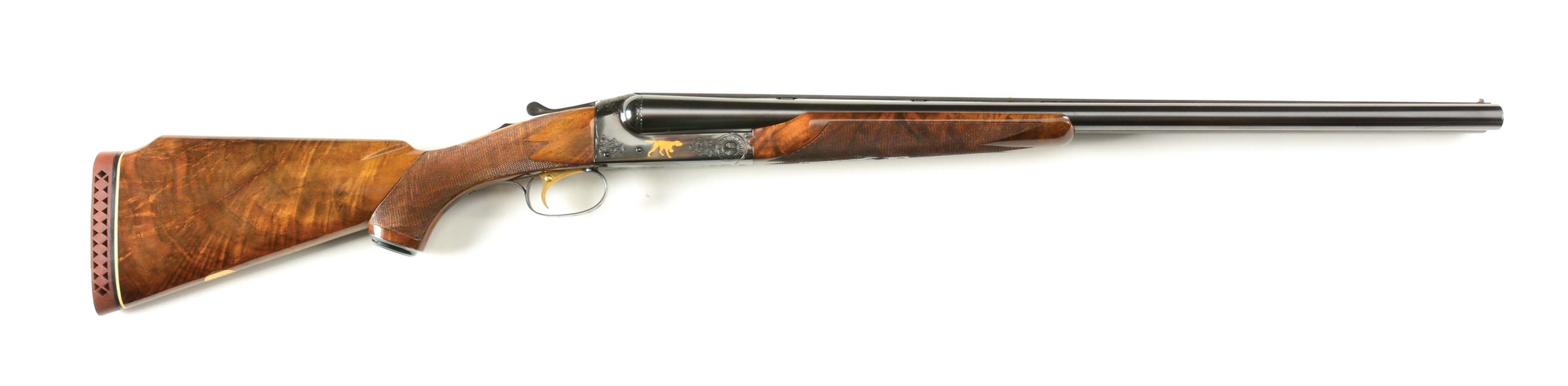 (C) TASTEFULLY APPOINTED WINCHESTER MODEL 21 FACTORY CUSTOM SIDE BY SIDE SKEET GUN "ALL  OPTIONS" WITH GOLD INLAY.