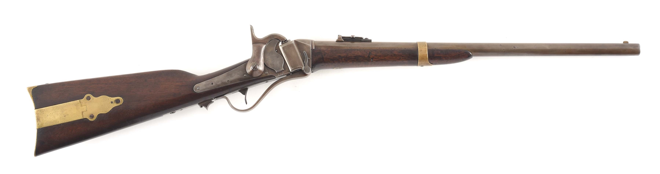 (A) SHARPS MODEL 1855 SINGLE SHOT RIFLE WITH MAYNARD TAPE PRIMING SYSTEM.