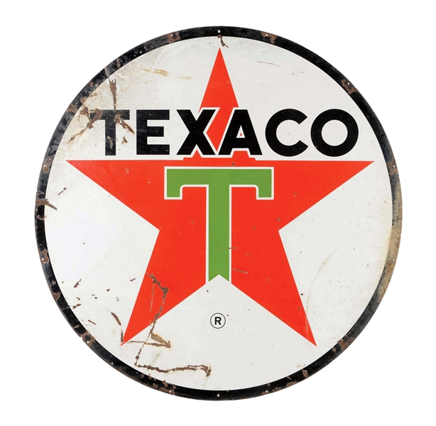 TEXACO GASOLINE PORCELAIN SIGN WITH STAR GRAPHIC.