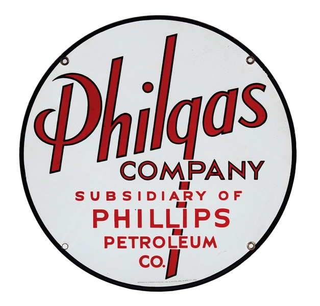 RARE PHILLIPS 66 PETROLEUM COMPANY PHILGAS TRUCK DOOR SIGN.