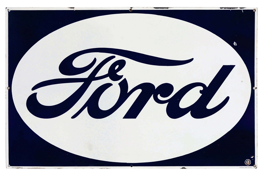 FORD MOTOR CARS PORCELAIN SIGN WITH FORD SCRIPT. 