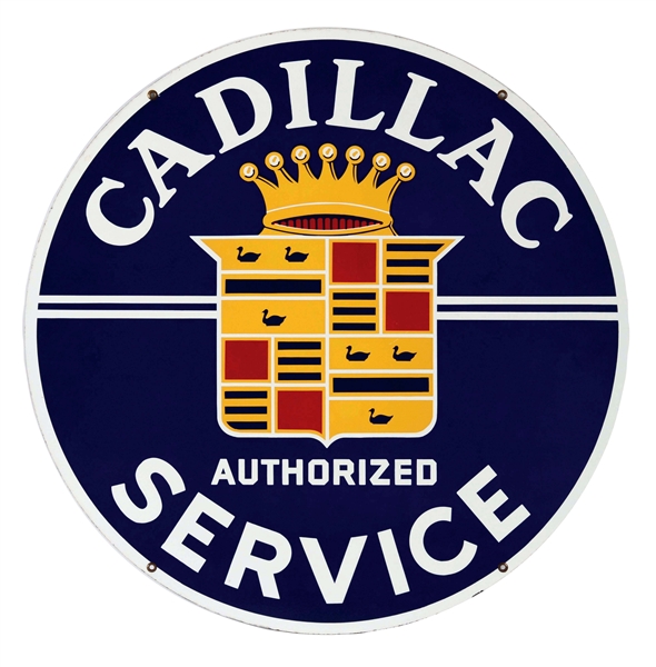 OUTSTANDING CADILLAC AUTHORIZED SERVICE PORCELAIN SIGN.