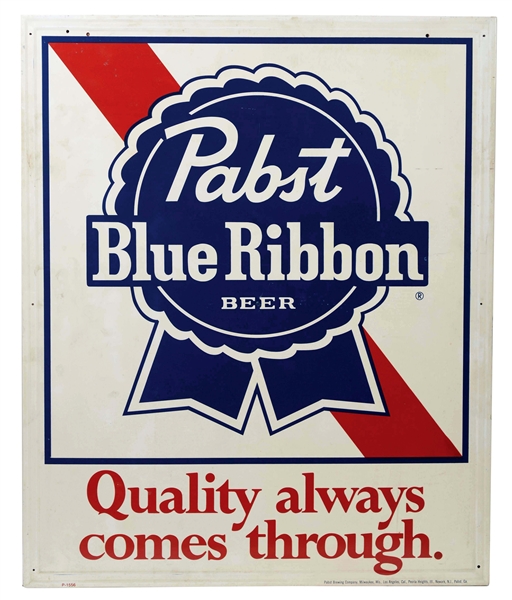 PABST BLUE RIBBON BEER TIN SIGN WITH EMBOSSED FRAMED EDGE. 