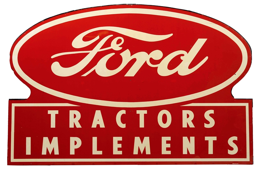 FORD TRACTORS & IMPLEMENTS NEW OLD STOCK TIN SIGN.