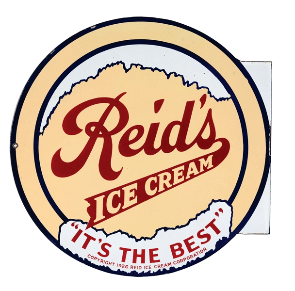 REIDS ICE CREAM ITS THE BEST PORCELAIN FLANGE SIGN.