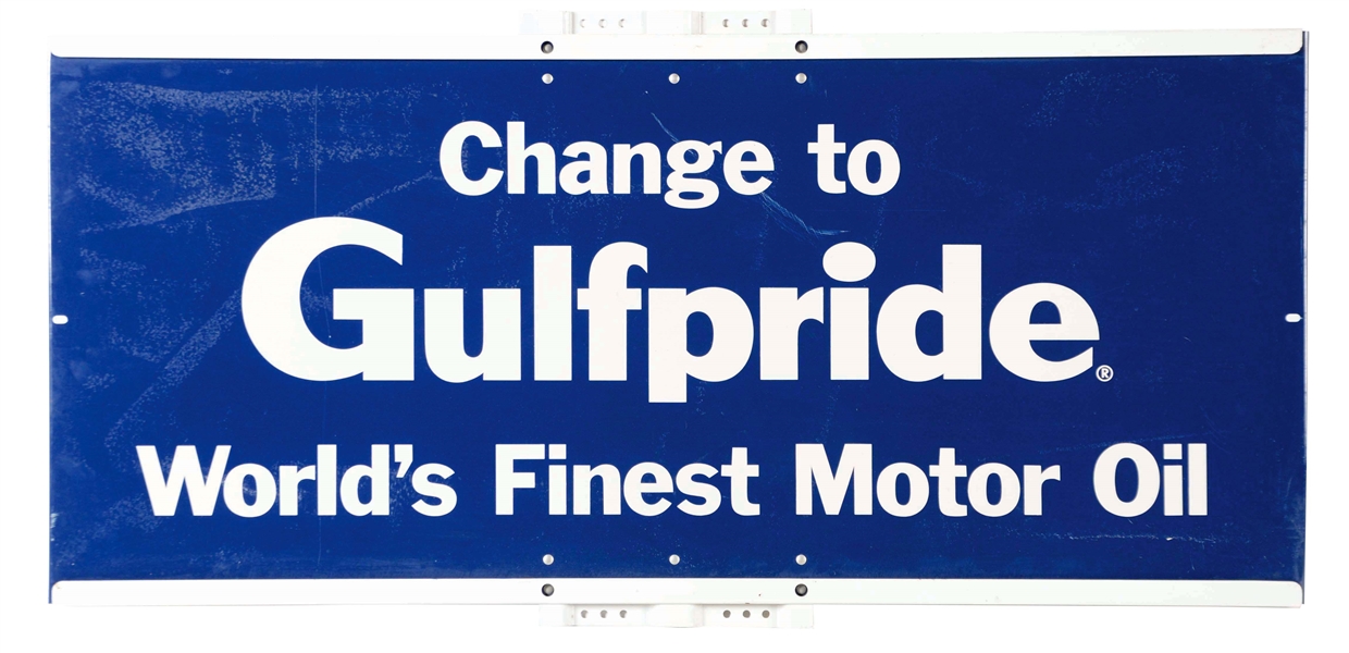CHANGE TO GULFPRIDE MOTOR OIL TIN SIGN.