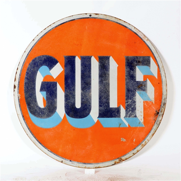 Lot Detail - GULF GASOLINE PORCELAIN SERVICE STATION SIGN.
