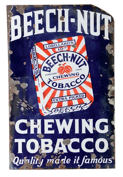 BEECH-NUT CHEWING TOBACCO PORCELAIN SIGN.