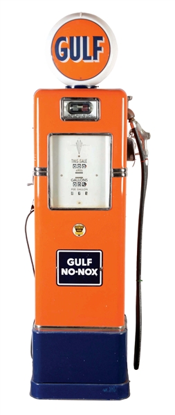 BOWSER MODEL 575 GAS PUMP RESTORED IN GULF GASOLINE.