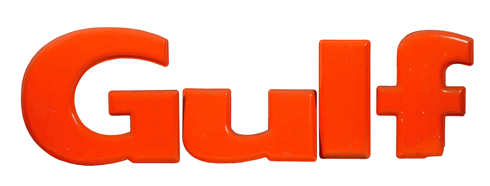 GULF GASOLINE EMBOSSED PLASTIC SERVICE STATION LETTERS.