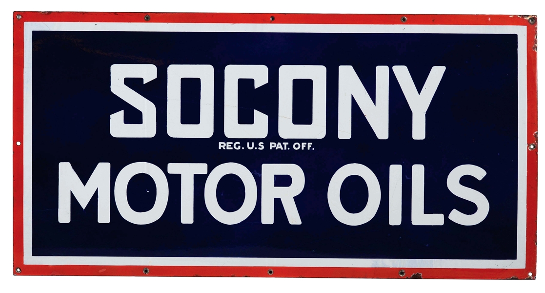 SOCONY MOTOR OILS PORCELAIN SIGN.