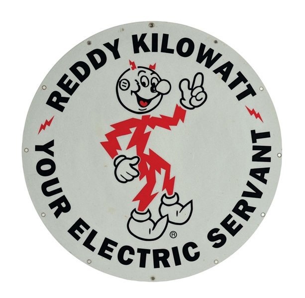 REDDY KILOWATT ELECTRIC SERVICE ALUMINUM SIGN.