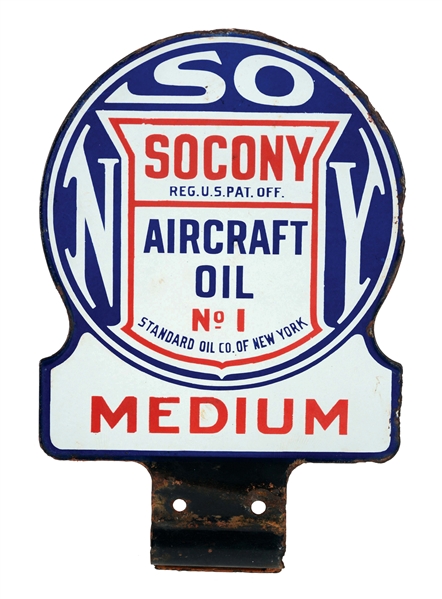 SOCONY AIRCRAFT MOTOR OIL PORCELAIN PADDLE SIGN. 