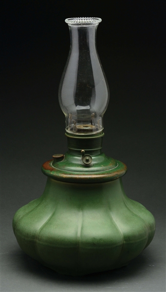 HAMPSHIRE POTTERY ARTS & CRAFTS MATTE GREEN LAMP. 