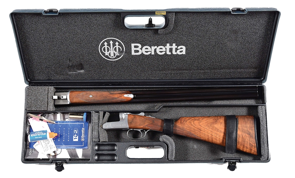 (M) BERETTA 470 SILVERHAWK SIDE BY SIDE SHOTGUN WITH CASE AND ACCESSORIES