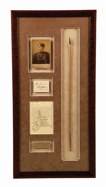 FRAMED CUSTER BATTLEFIELD ARROW COLLECTED BY 7TH CAVALRY OFFICER. 