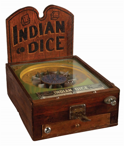 1¢ EXHIBIT SUPPLY CO. INDIAN DICE COUNTER PINBALL GAME. 