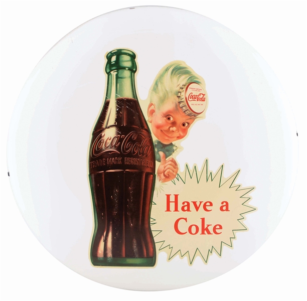 COCA-COLA SPRITE BOY TIN BUTTON SIGN.