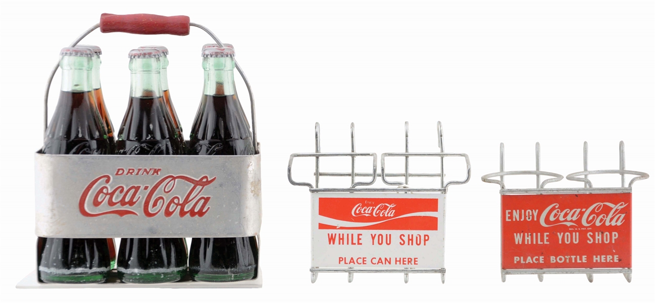 LOT OF 3: ASSORTED COCA-COLA BOTTLE CARRIERS. 