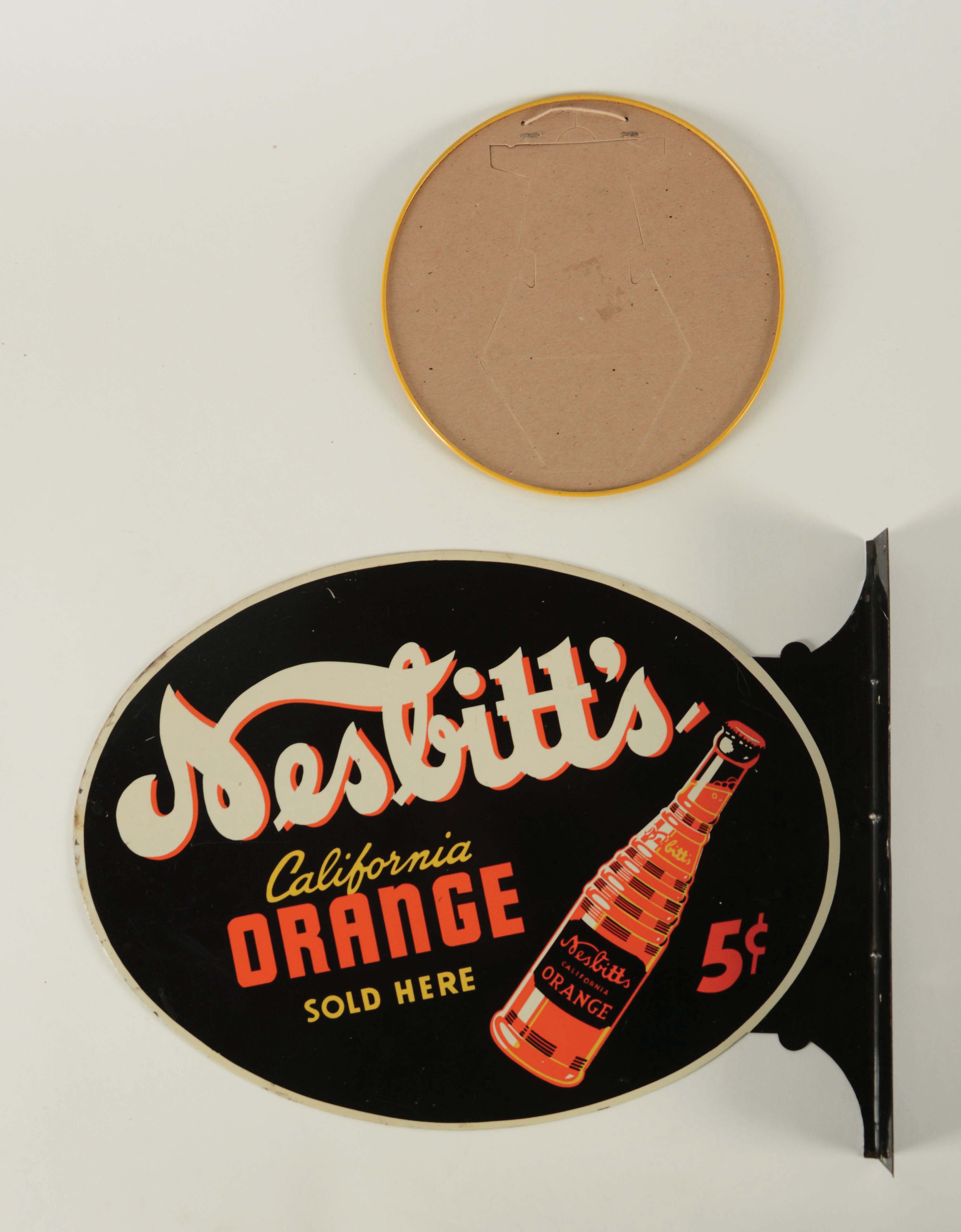 Lot Detail - LOT OF 2: NESBITT'S ORANGE TIN FLANGE AND TIN OVER ...