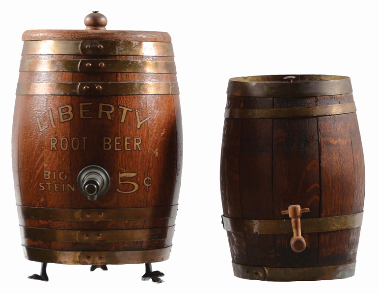 LOT OF 2: LIBERTY & STEARNS ROOT BEER KEGS.