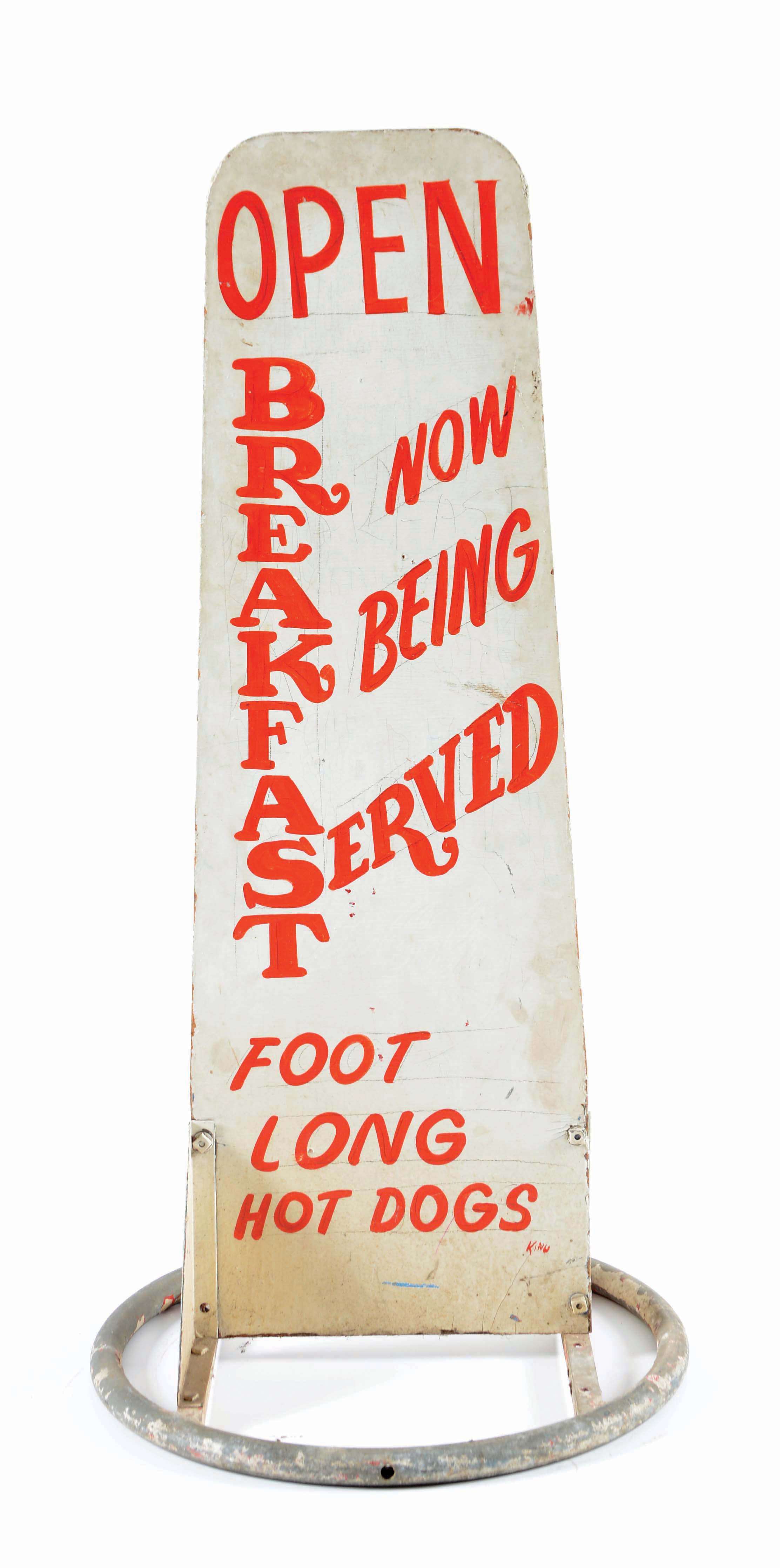Lot Detail - DOUBLE SIDED WOODEN BREAKFAST SIGN.
