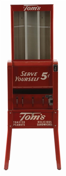 5¢ TOMS TOASTED PEANUTS SANDWICH VENDING MACHINE.