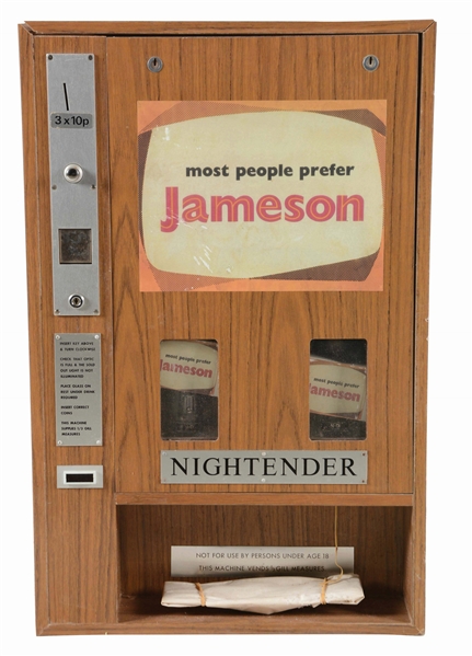 JAMESON NIGHTENDER COIN OP VENDING MACHINE.