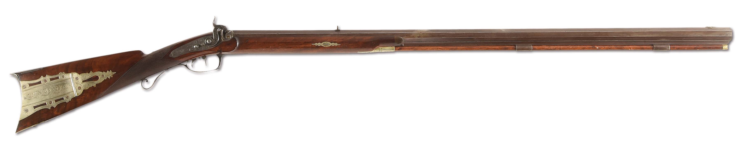 (A) WILLIAM CONSTABLE PHILADELPHIA SILVER MOUNTED HALF-STOCK SPORTING RIFLE.