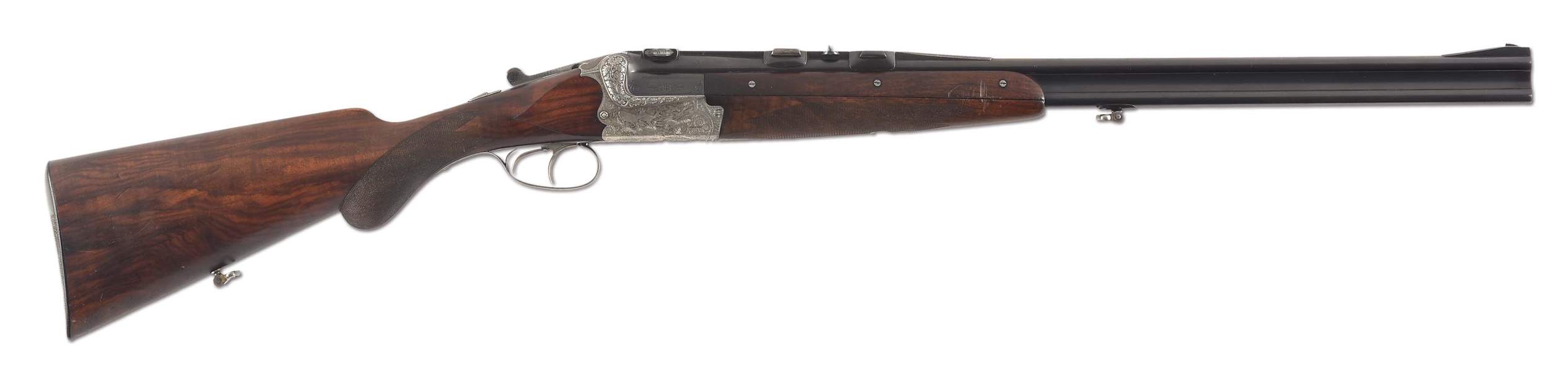 (C) HERMAN GOERING’S SUPERB MERKEL 201E OVER/UNDER BLITZ EJECTOR DOUBLE RIFLE WITH EXTRA RIFLE/SHOTGUN AND DOUBLE SHOTGUN BARRELS, THREE SCOPES, IRONCLAD PROVENANCE, AND ORIGINAL CASE.