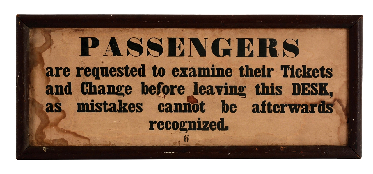 BRITISH TRANSPORT PASSENGERS FRAMED PAPER SIGN.
