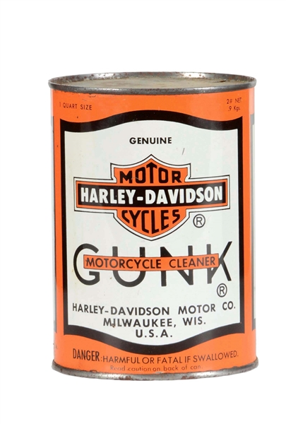 HARLEY DAVIDSON BAR & SHIELD GUNK MOTORCYCLE CLEANER ONE QUART CAN.