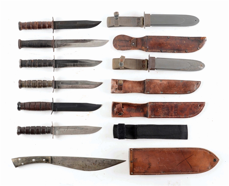 ASSORTED USMC AND USN FIGHTING KNIVES AND TRAPDOOR BAYONET