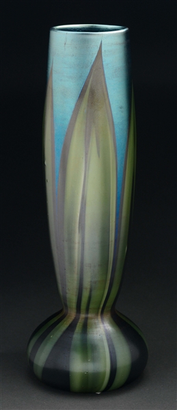 TIFFANY BLUE PULLED-FEATHER VASE.